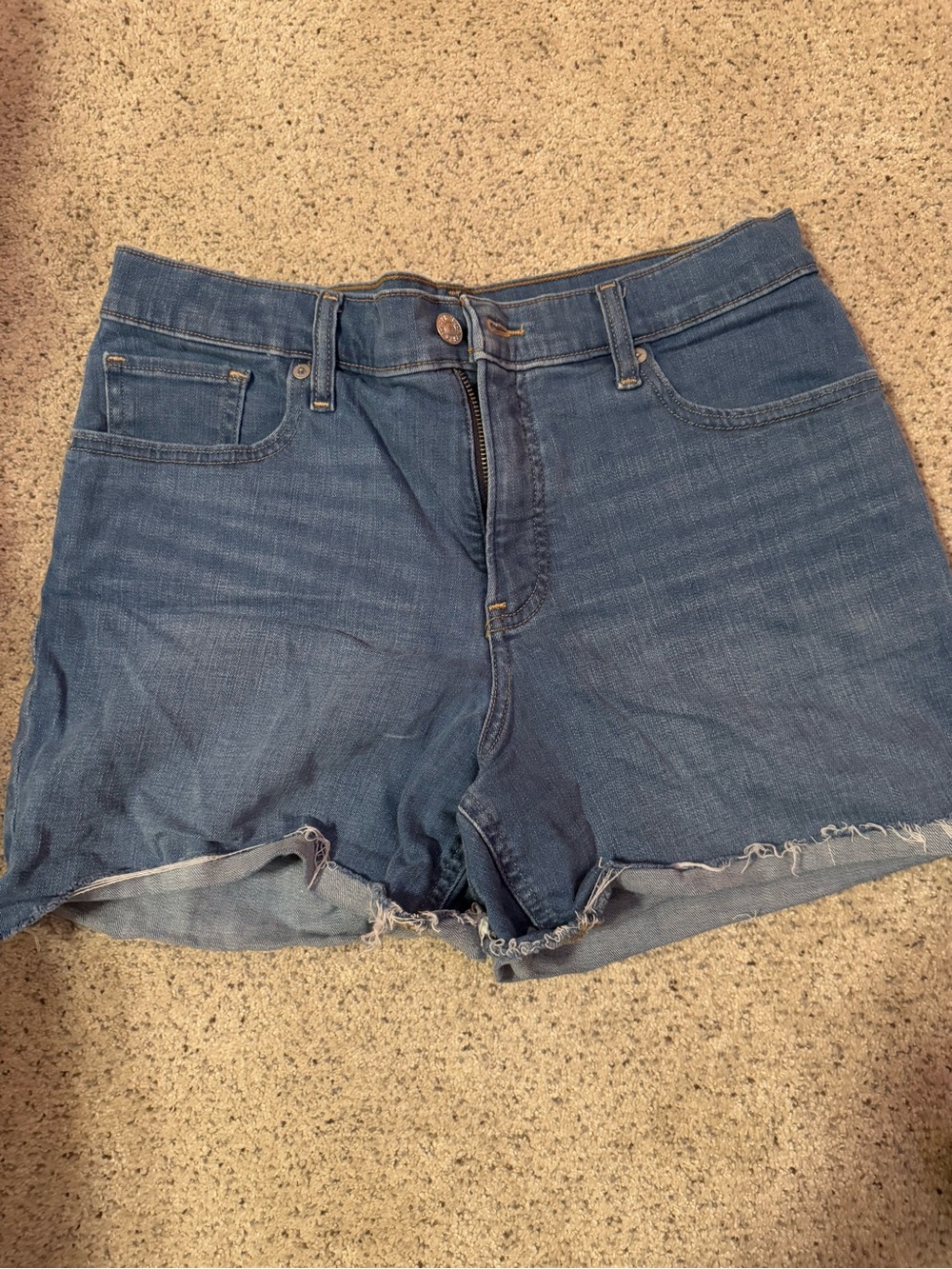 Express Mid-Rise Blue Denim Cutoff Shorts
